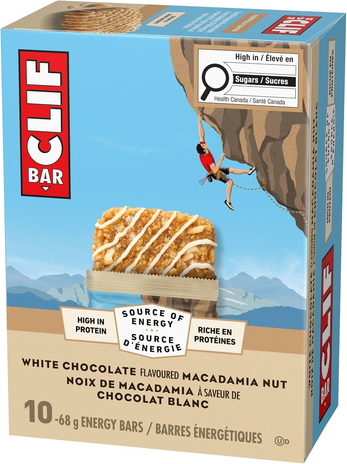 Clif Bar, Energy Bars, White Chocolate Macadamia Nut, 680 g (Pack of 10)
