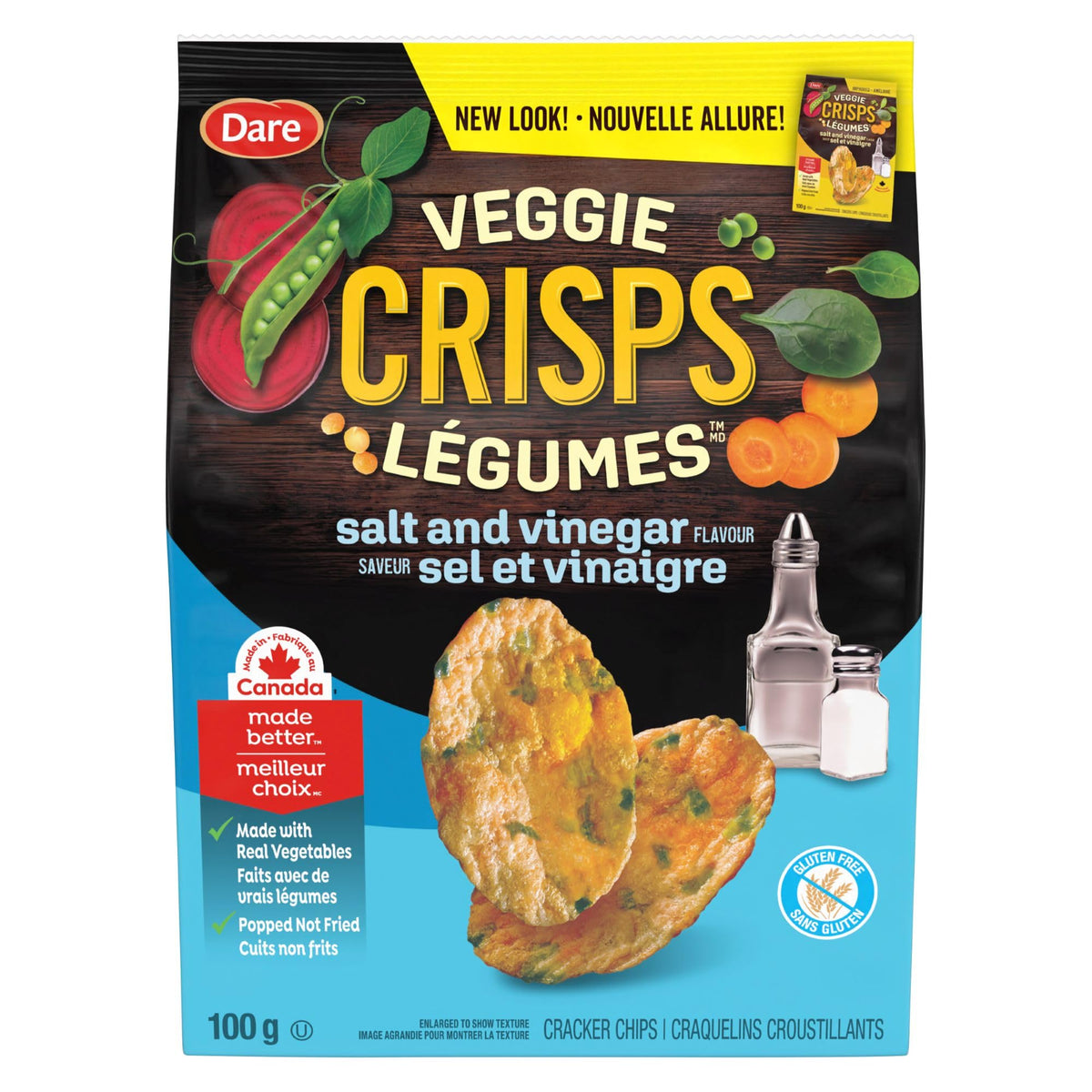 Dare Veggie Crisps Barbecue - Crunchy, Popped Snacks Made with Real Vegetables like Yellow and Green Peas, Tomatoes, and Carrots 100g Pack