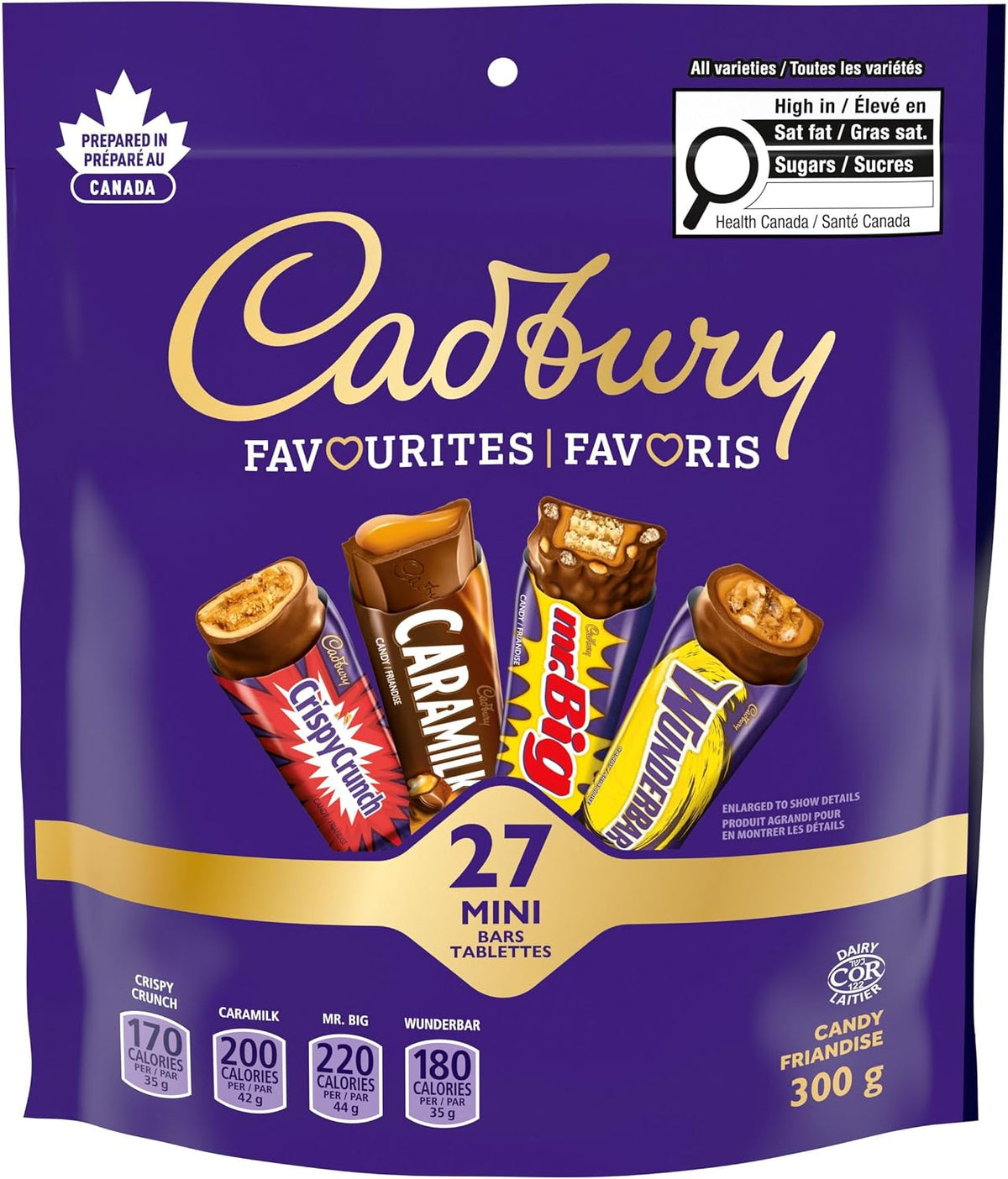 Cadbury Favourites, Assorted Mini Bars, Chocolate Bar, 300g (Pack of 27)
