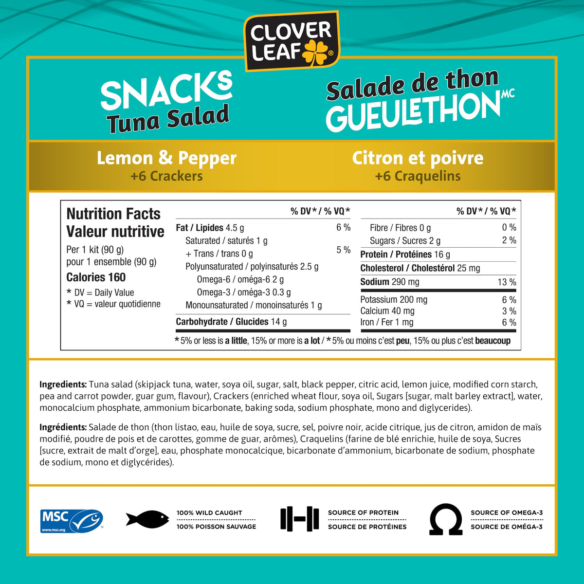 Clover Leaf Classic Tuna Salad Snack Kit, 90g, 12 Count
