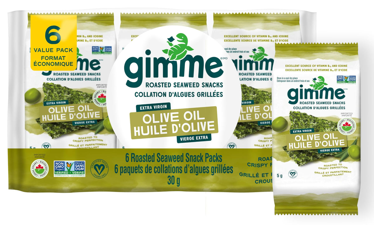 gimMe Organic Roasted Seaweed Sea Salt Favour Snacks 30g Multipack 6 x 5g