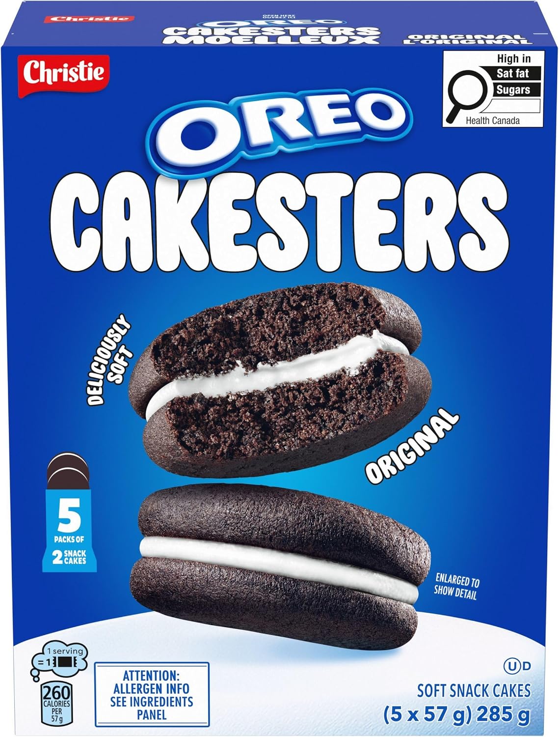 Oreo, Cakesters Soft Snack Cakes, Original, 285g (Pack of 5, 57g each)
