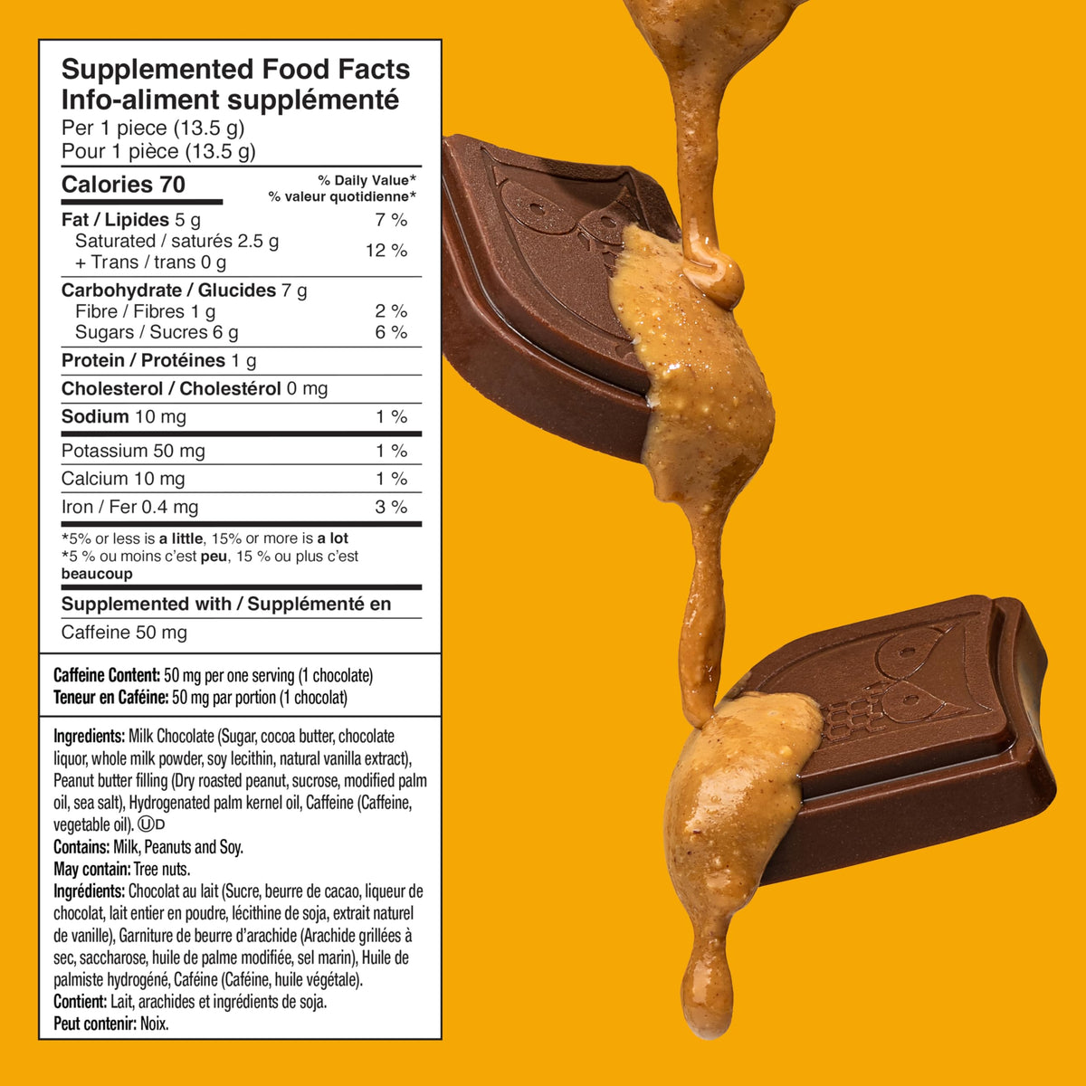AWAKE - Caffeinated Chocolate Bites - Caramel Milk Chocolate, 50 Count - 50mg Caffeine - Individually Wrapped Energy Bites - Coffee Alternative - Fairtrade, Gluten Free, Non GMO - 0.48oz