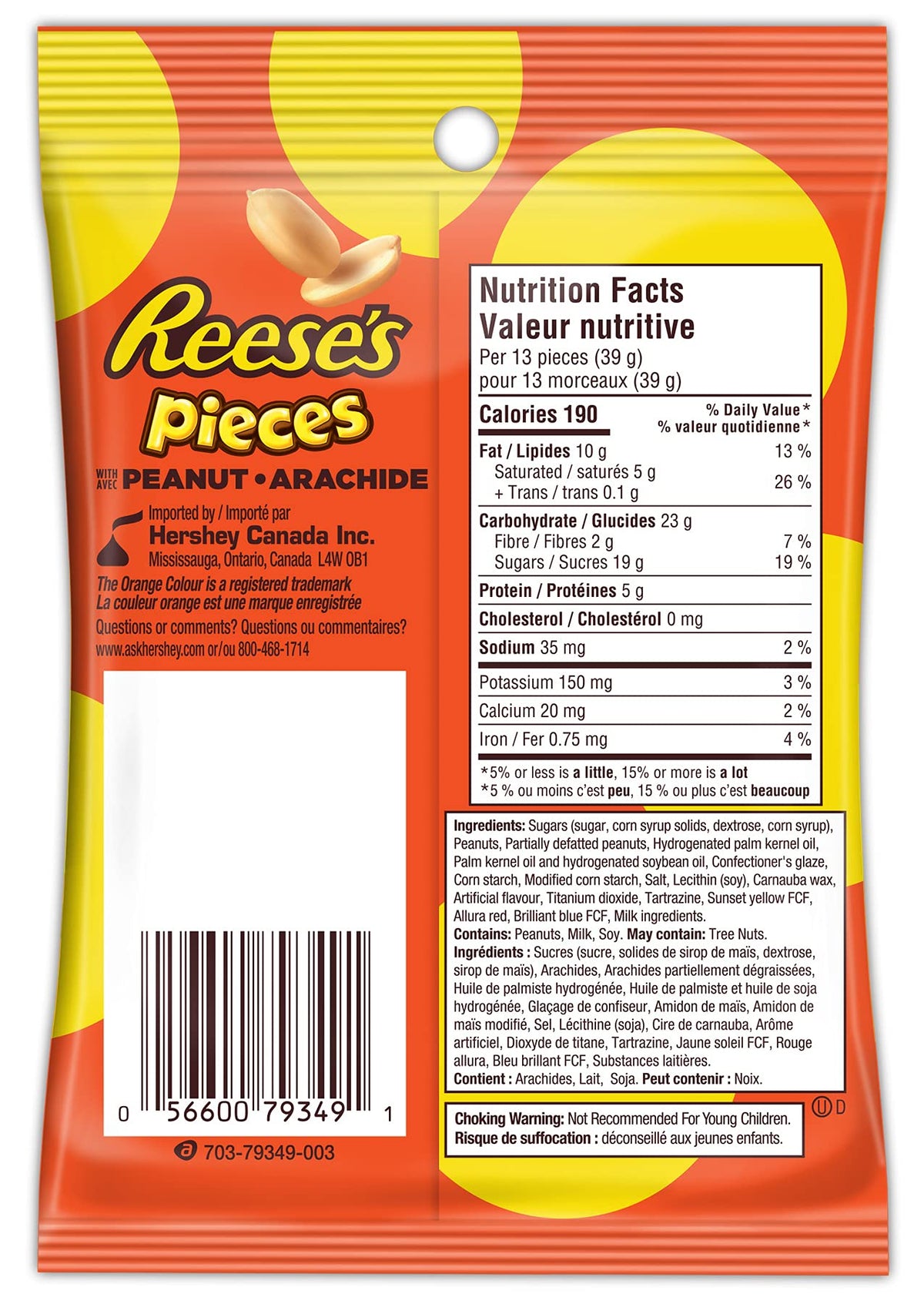 REESE'S PIECES Peanut Butter Candy, Resealable Bulk Bag, 1.36 kg