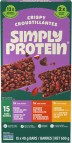 Simply Protein Best Sellers Variety Pack Protein Bars, Gluten Free, Vegan, High Protein Snacks, 15 Count