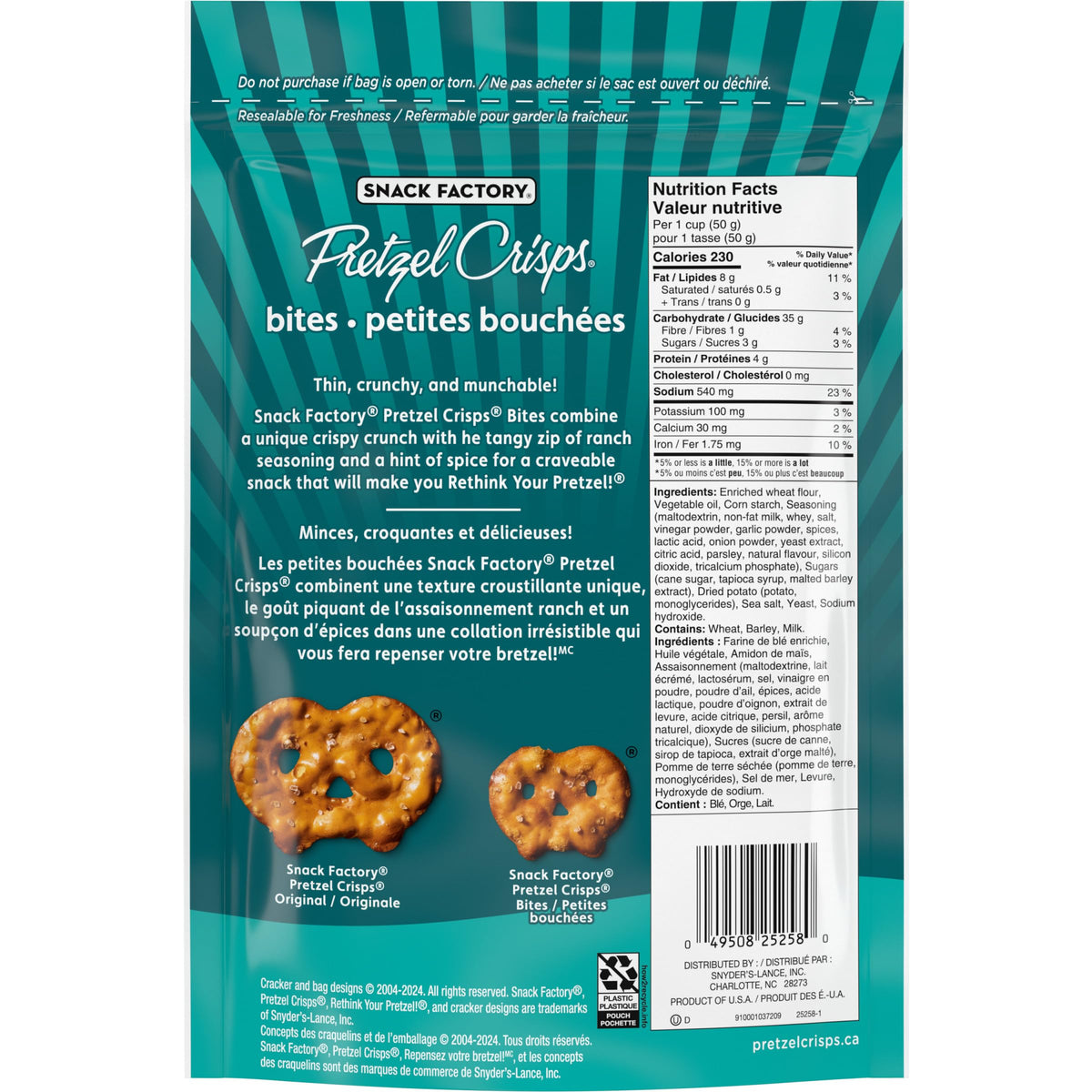 Snack Factory Pretzel Crisps - Milk Chocolate & Caramel Drizzlers 155 Grams
