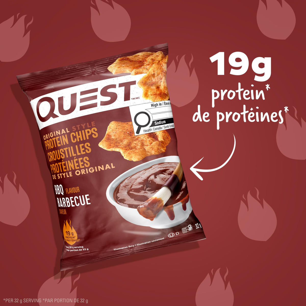 Quest Nutrition Chili Lime Flavour Tortilla Style Protein Chips, High Protein, Baked, Not Fried, Gluten Free, 1g Sugar, 4g Carbs, 8ct