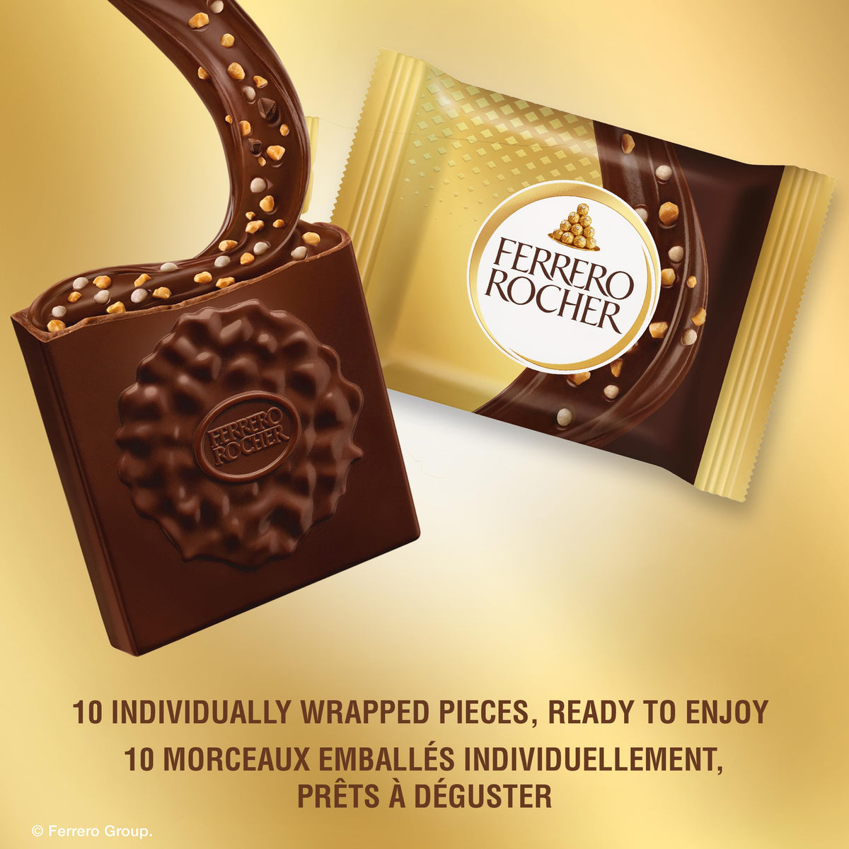 FERRERO ROCHER Assorted Hazelnut chocolate squares - 10-Piece Pack - 105 g