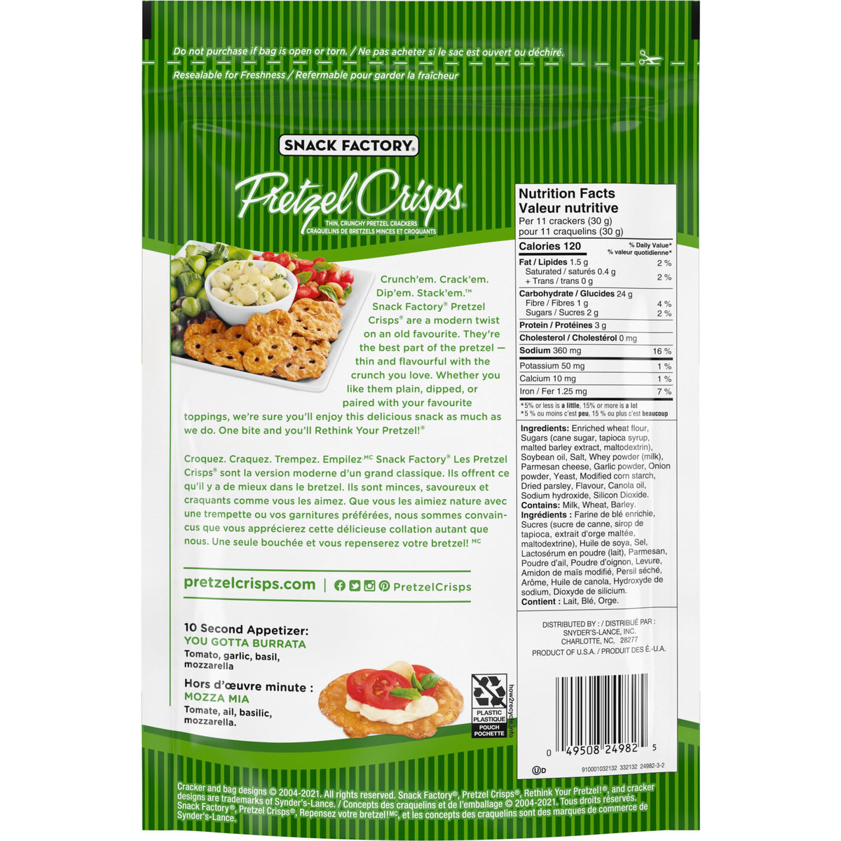 Snack Factory Pretzel Crisps - Milk Chocolate & Caramel Drizzlers 155 Grams