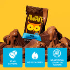 AWAKE - Caffeinated Chocolate Bites - Caramel Milk Chocolate, 50 Count - 50mg Caffeine - Individually Wrapped Energy Bites - Coffee Alternative - Fairtrade, Gluten Free, Non GMO - 0.48oz