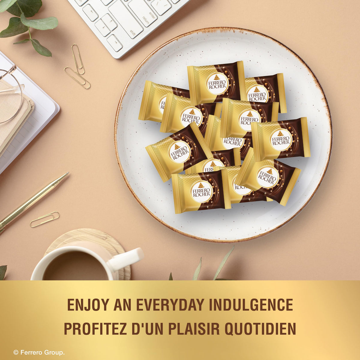 FERRERO ROCHER Assorted Hazelnut chocolate squares - 10-Piece Pack - 105 g