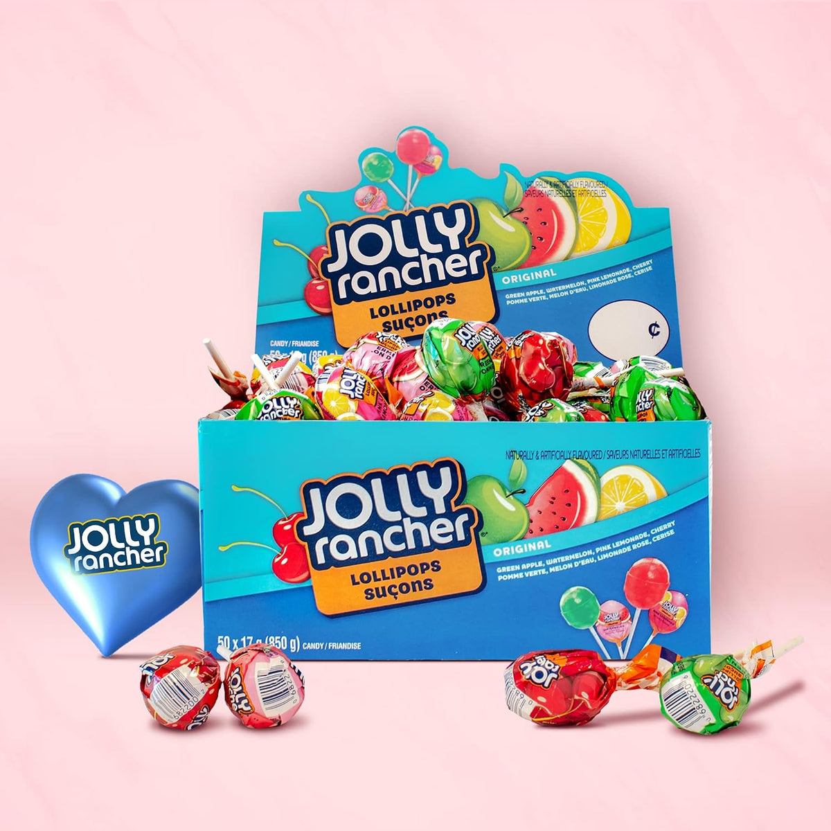 JOLLY RANCHER Lollipops, Fruit-flavoured Candy Variety Pack, 50 Count, 850g