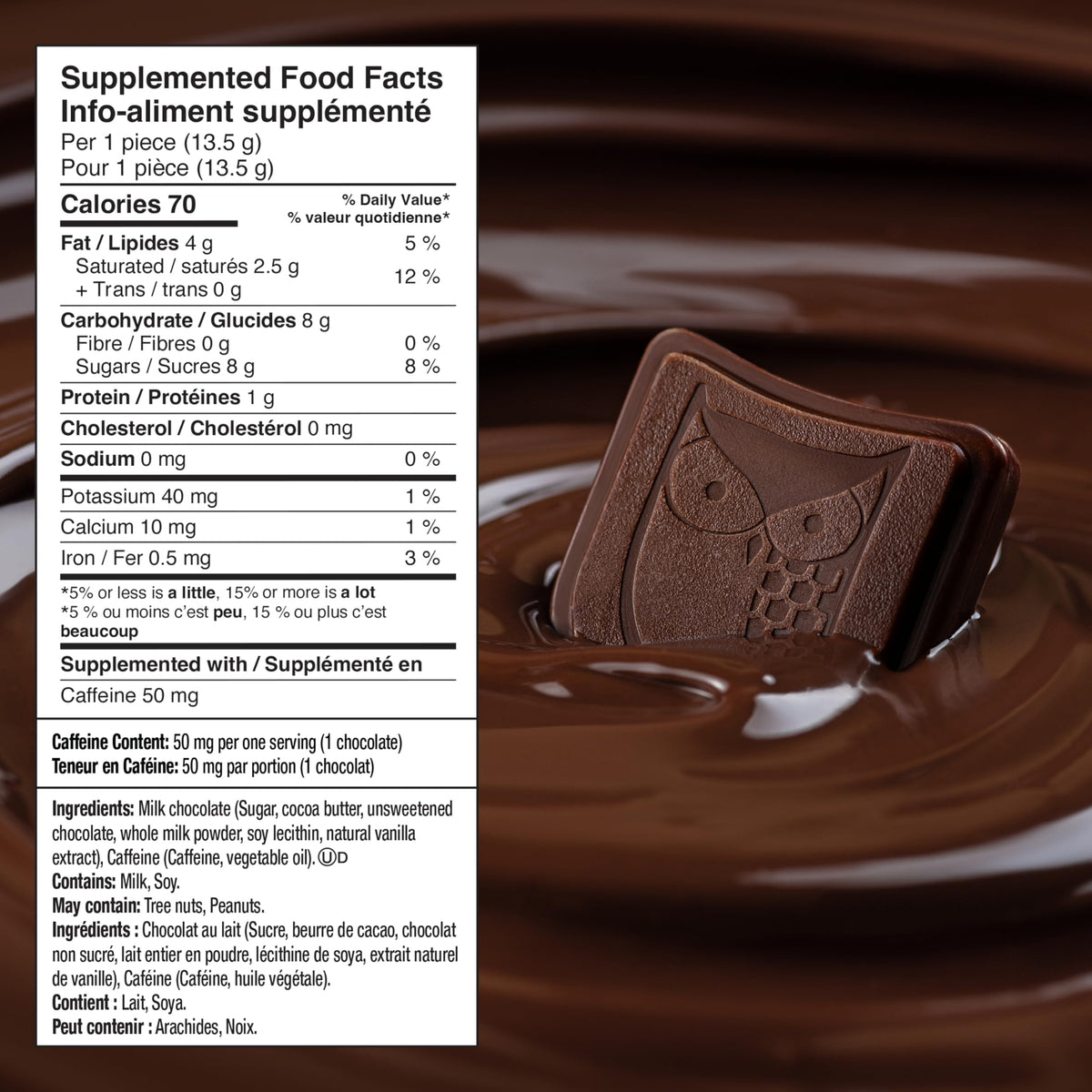 AWAKE - Caffeinated Chocolate Bites - Caramel Milk Chocolate, 50 Count - 50mg Caffeine - Individually Wrapped Energy Bites - Coffee Alternative - Fairtrade, Gluten Free, Non GMO - 0.48oz