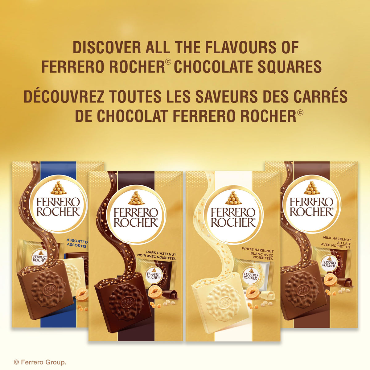 FERRERO ROCHER Assorted Hazelnut chocolate squares - 10-Piece Pack - 105 g