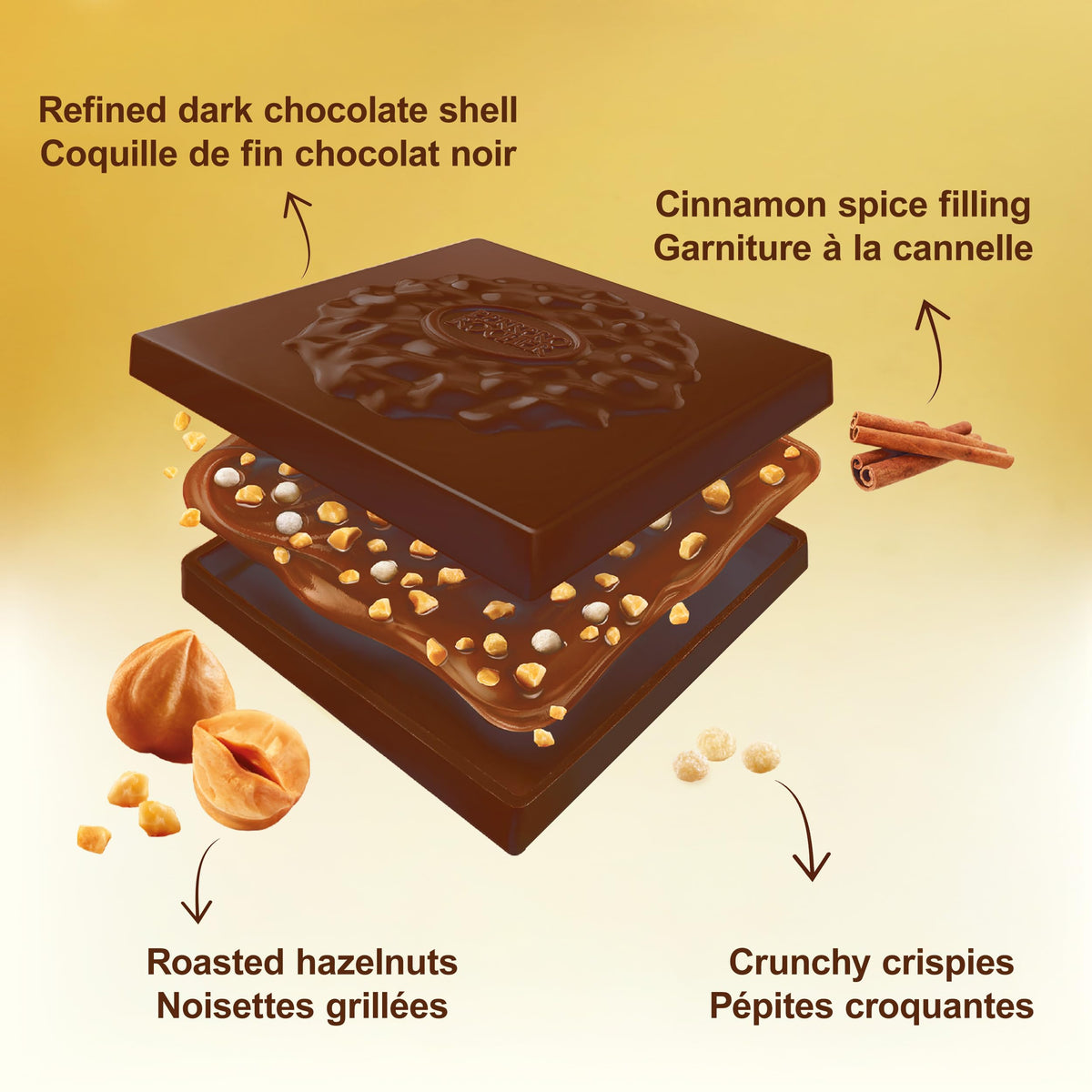 FERRERO ROCHER Assorted Hazelnut chocolate squares - 10-Piece Pack - 105 g
