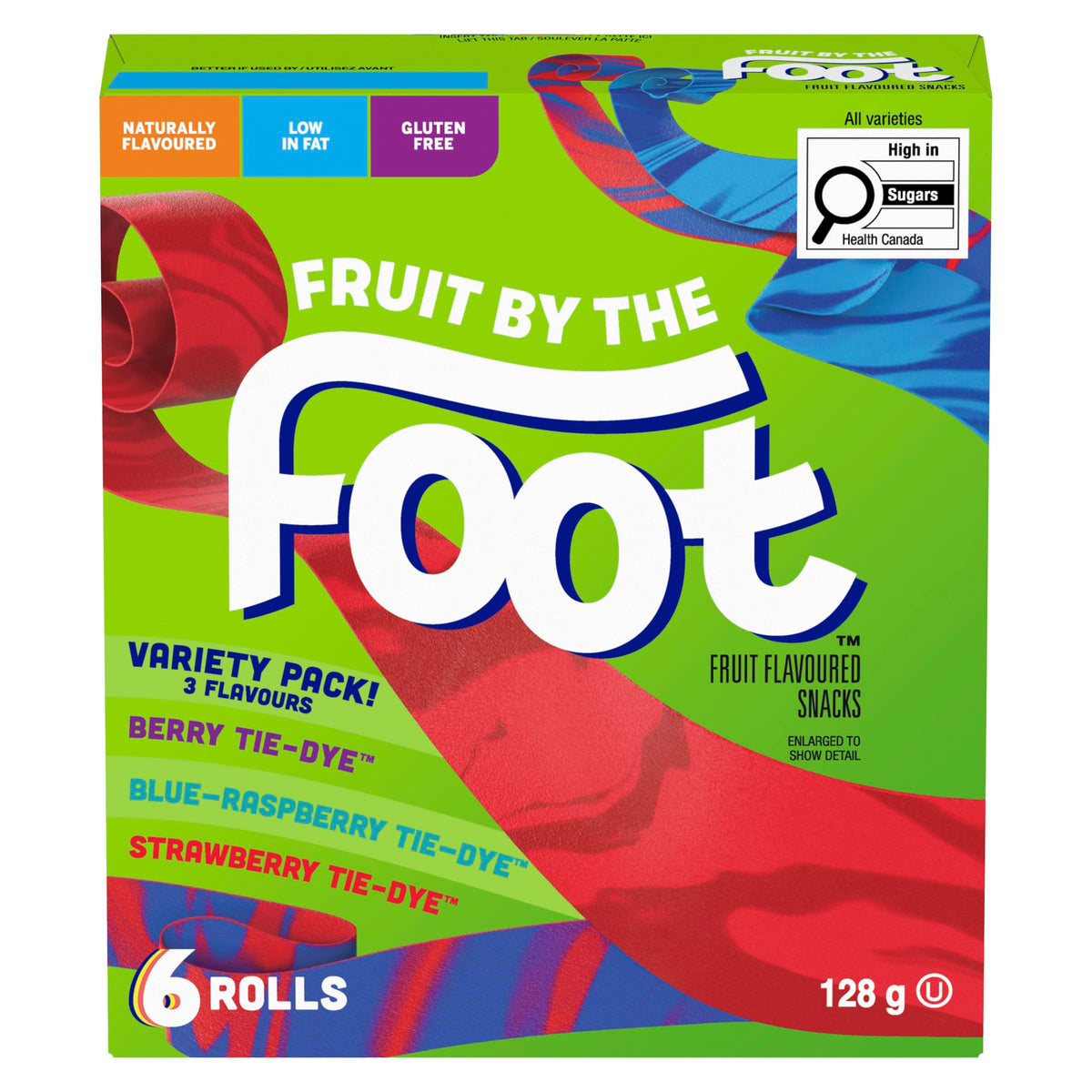 BETTY CROCKER FRUIT BY THE FOOT - VALUE PACK SIZE - Strawberry, Blue Raspberry, Berry Tie-Dye Fruit Flavoured Snacks, Pack of 30 Rolls, 637 Grams Package of Fruit Flavoured Snacks