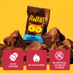 AWAKE - Caffeinated Chocolate Bites - Caramel Milk Chocolate, 50 Count - 50mg Caffeine - Individually Wrapped Energy Bites - Coffee Alternative - Fairtrade, Gluten Free, Non GMO - 0.48oz