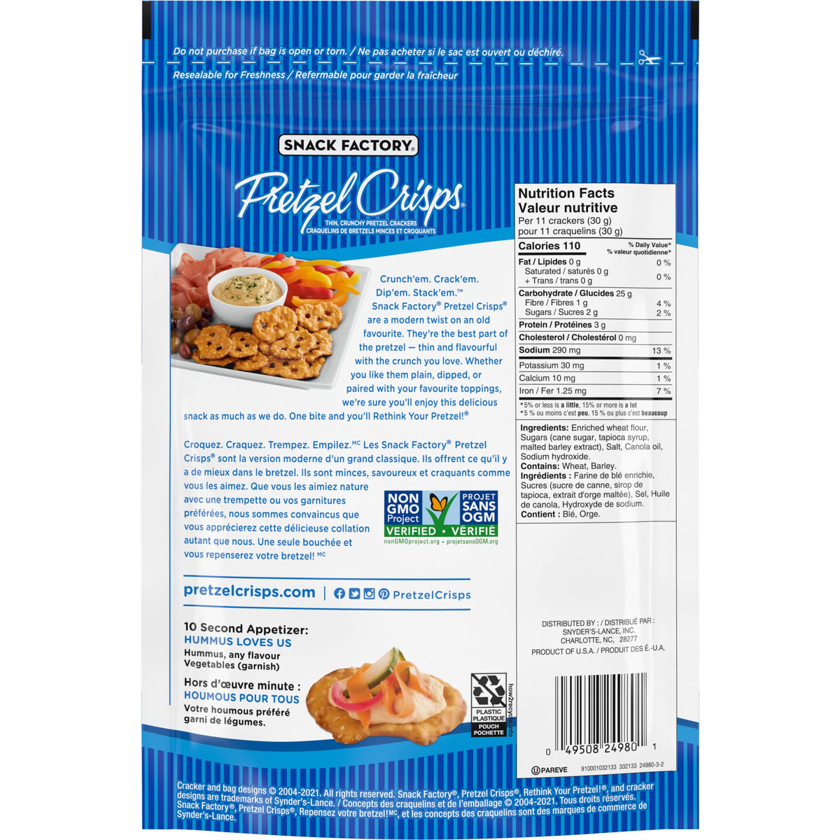 Snack Factory Pretzel Crisps - Milk Chocolate & Caramel Drizzlers 155 Grams