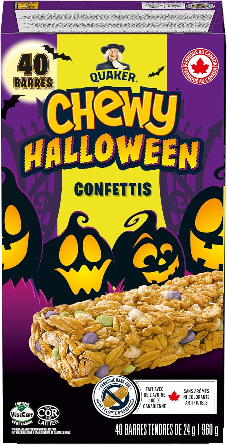 Quaker Chewy Halloween Confetti Chip Granola Bars, 40 X 24g