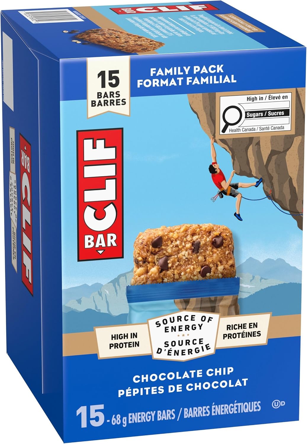 Clif Bar, Energy Bars, Chocolate Chip, High Protein, 1.02 kg (Pack of 15)