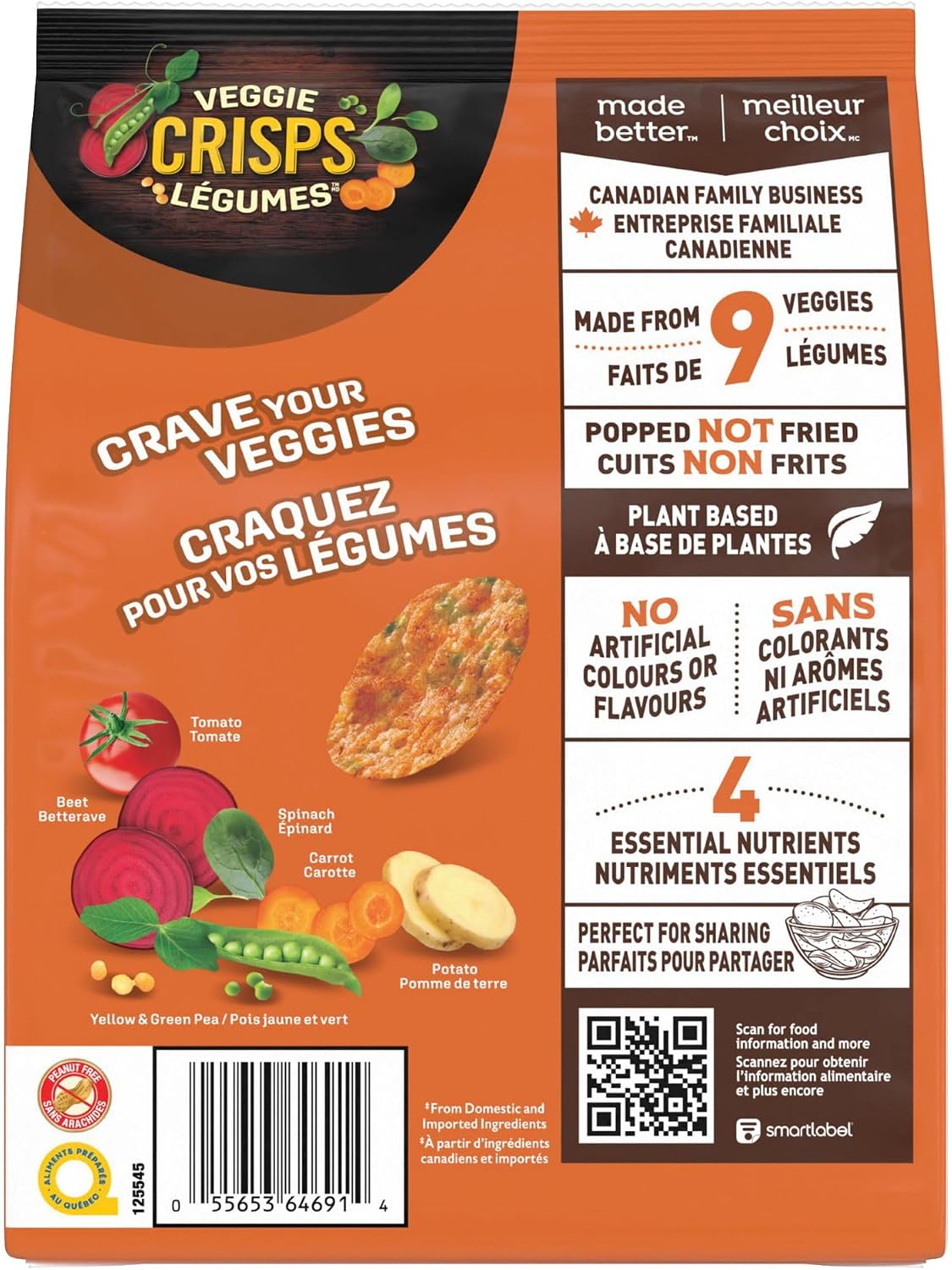 Dare Veggie Crisps Barbecue - Crunchy, Popped Snacks Made with Real Vegetables like Yellow and Green Peas, Tomatoes, and Carrots 100g Pack