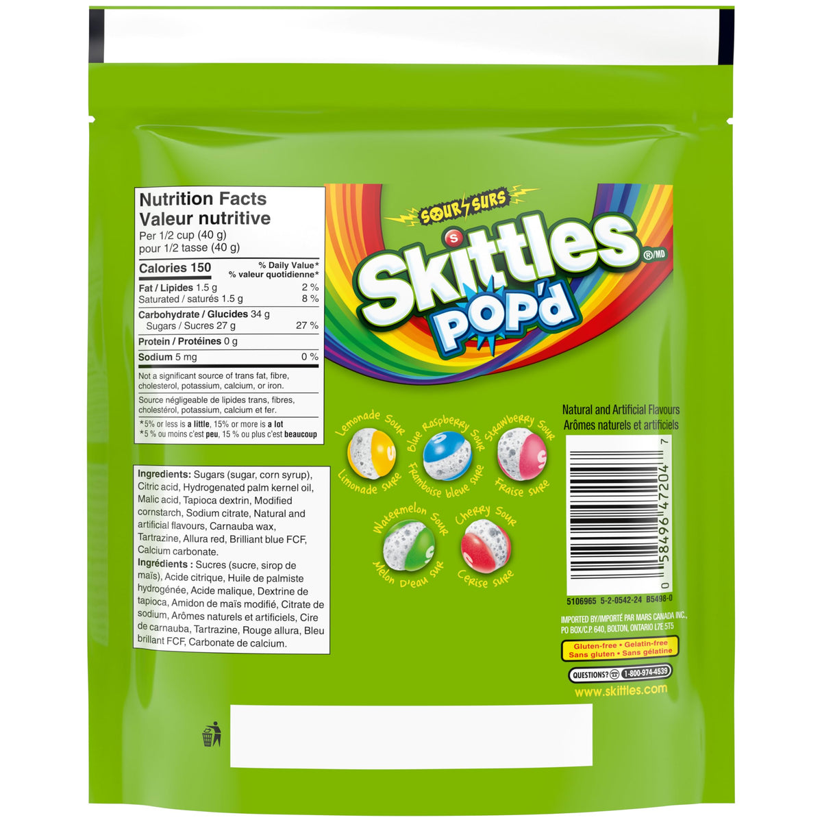 SKITTLES POP’D Original Freeze-Dried Candy, Crunchy Fruity Candy Snack for Sharing, Movie Nights & Parties, 155g
