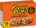 Reese's Puffs - Family Pack Size - Peanut Butter and Cocoa Flavour Cereal Bars, Pack of 16 Bars, Made with Real Reese's Peanut Butter