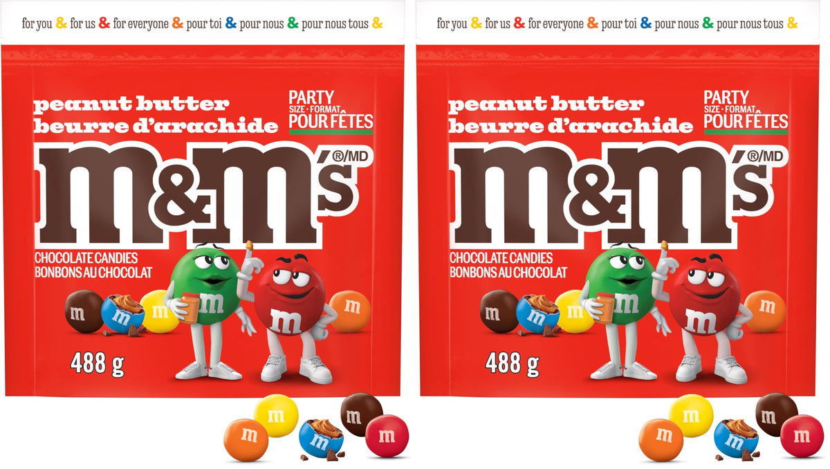 M&M’S Peanut Milk Chocolate Candy, Celebration Size Share Bag, 1kg – Bulk Party Candy for Sharing, Events, Movie Nights & Holidays