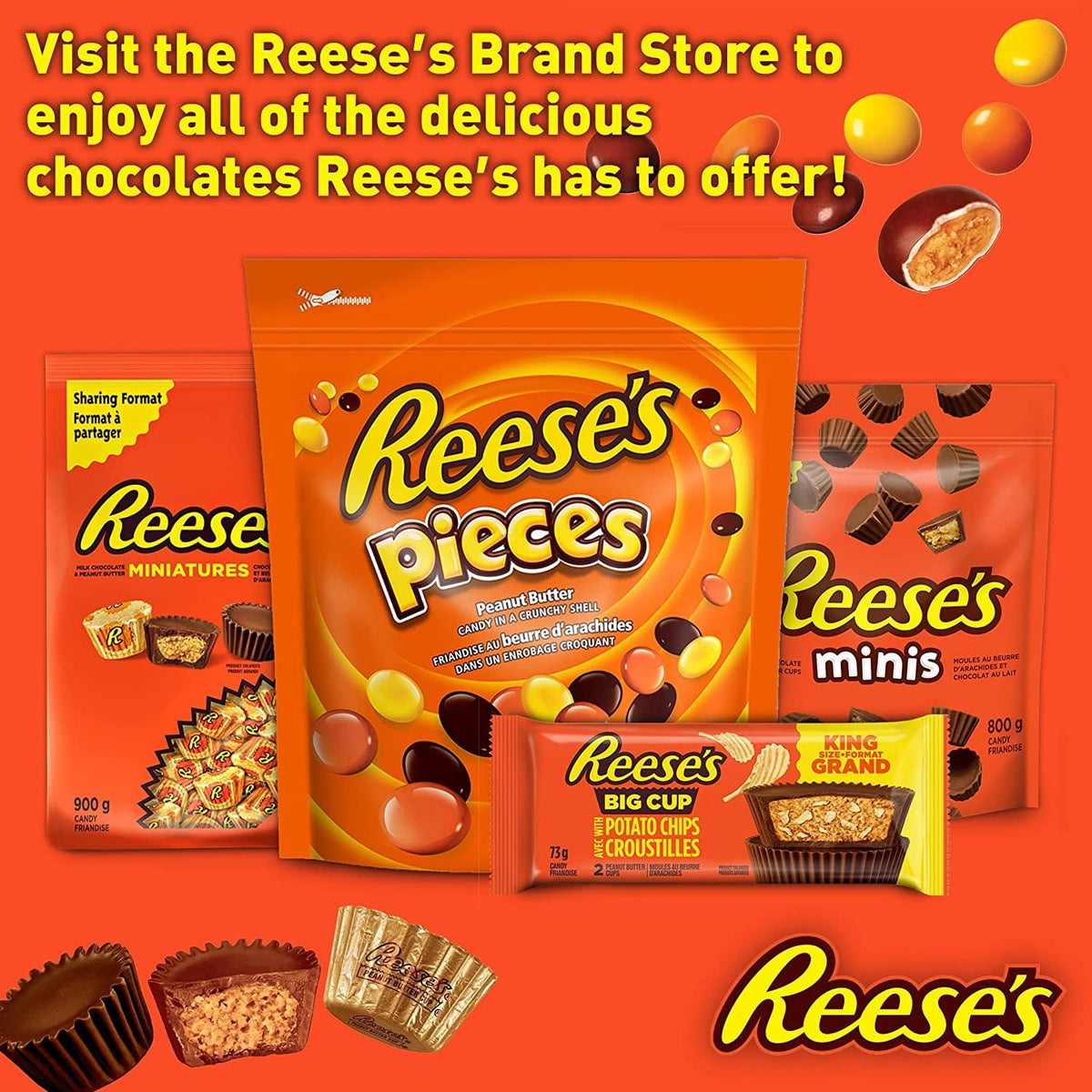 REESE'S PIECES Peanut Butter Candy, Resealable Bulk Bag, 1.36 kg