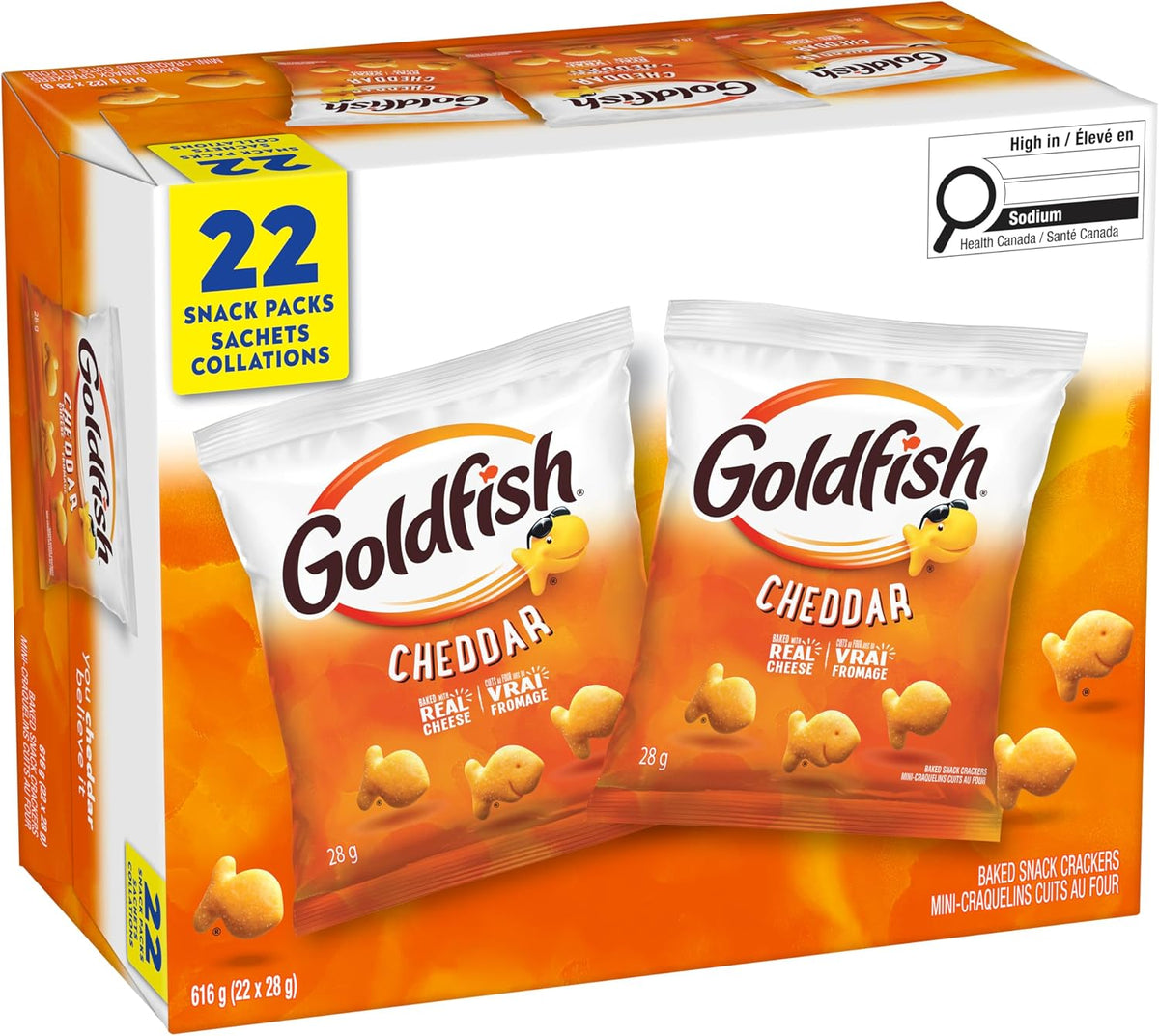 Pepperidge Farm Goldfish Cheddar Crackers, 22 Snack Packs, 28g/1 oz. Each {Imported from Canada}