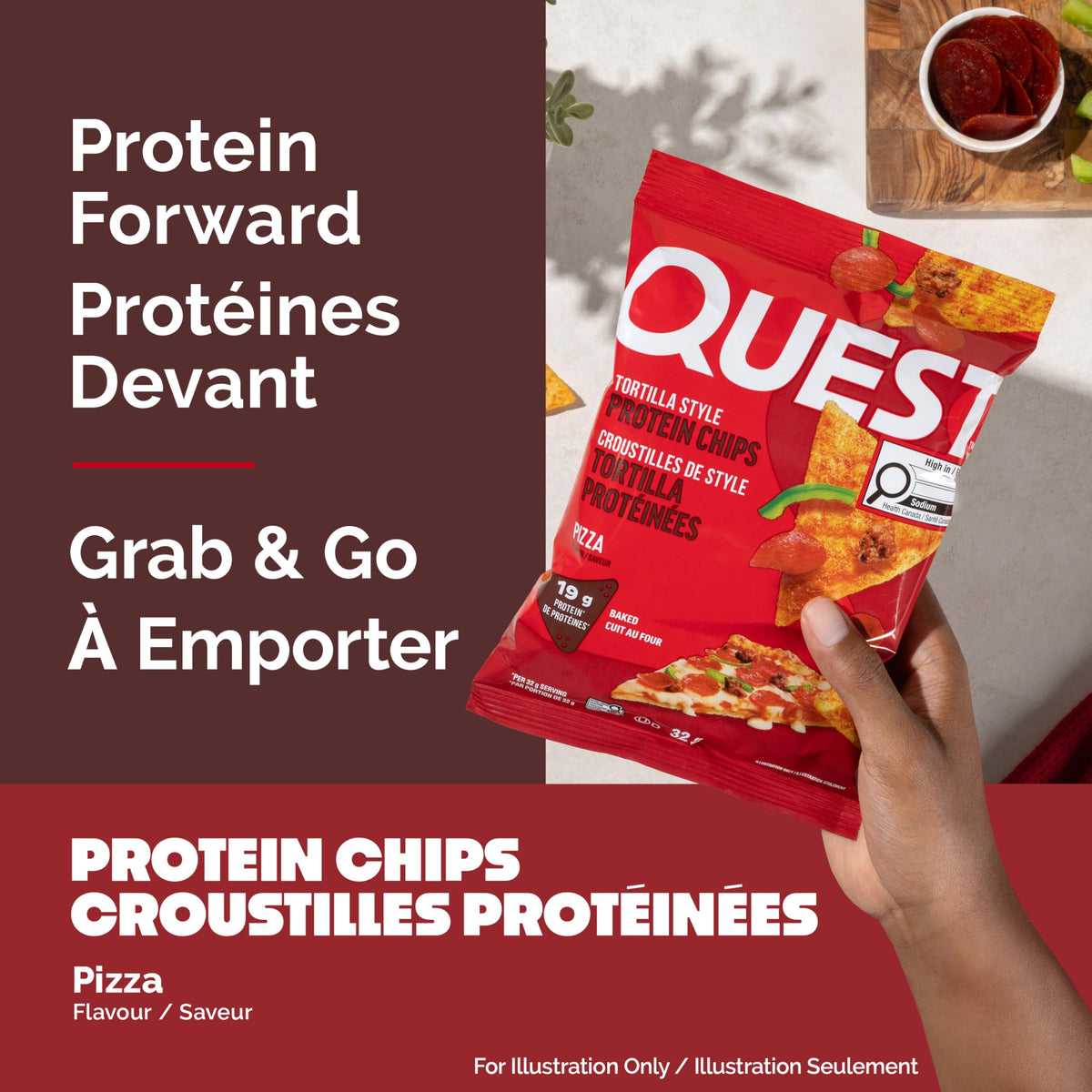 Quest Nutrition Chili Lime Flavour Tortilla Style Protein Chips, High Protein, Baked, Not Fried, Gluten Free, 1g Sugar, 4g Carbs, 8ct