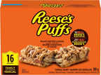 Reese's Puffs - Family Pack Size - Peanut Butter and Cocoa Flavour Cereal Bars, Pack of 16 Bars, Made with Real Reese's Peanut Butter
