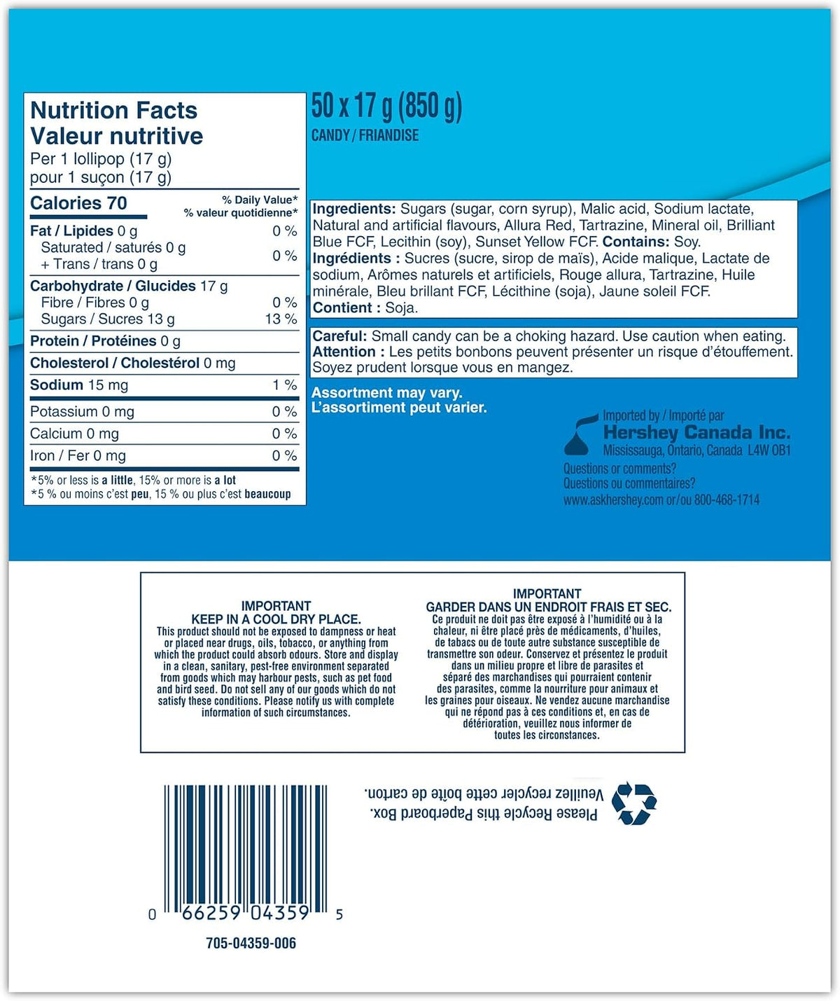 JOLLY RANCHER Lollipops, Fruit-flavoured Candy Variety Pack, 50 Count, 850g