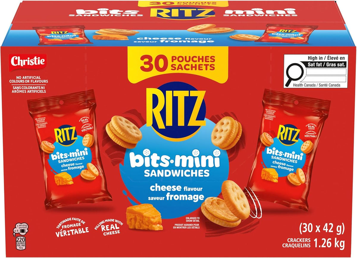 RITZ BITS Mini Cheese Flavoured Sandwich Crackers, Pack of 30