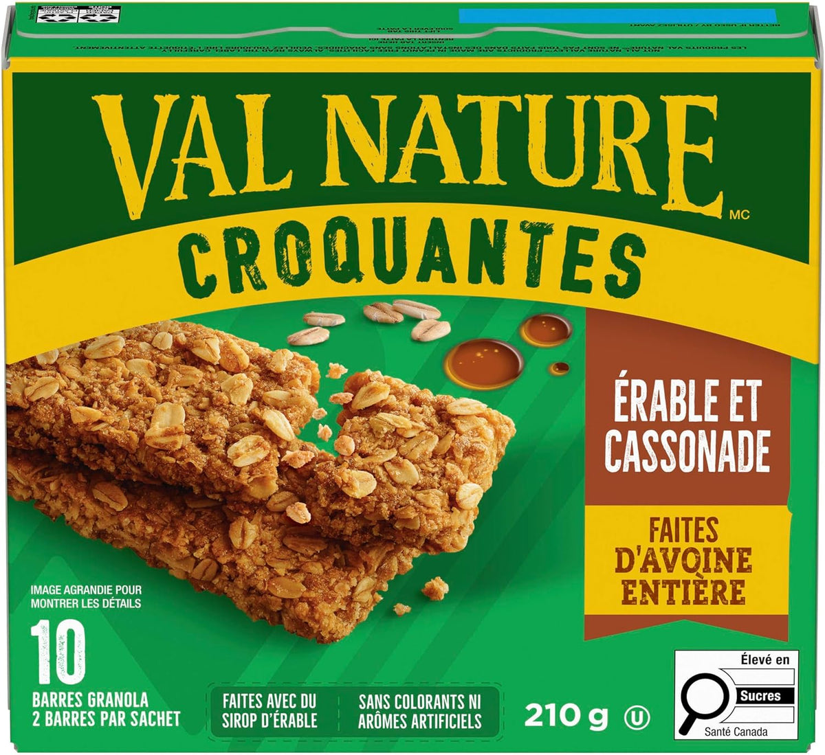 NATURE VALLEY Maple Brown Sugar Crunchy Granola Bars, No Artificial Colours, No Artificial Flavours, Snack Bars, Made with Whole Grain Oats, Pack of 10 Bars