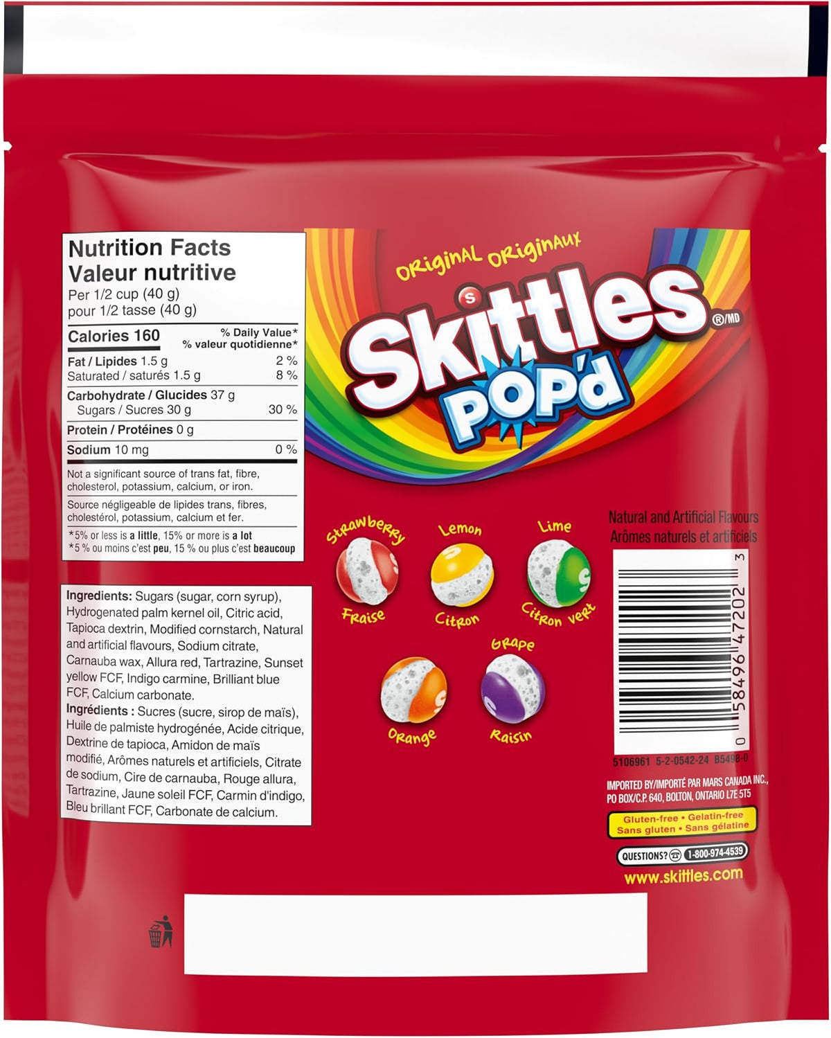 SKITTLES POP’D Original Freeze-Dried Candy, Crunchy Fruity Candy Snack for Sharing, Movie Nights & Parties, 155g
