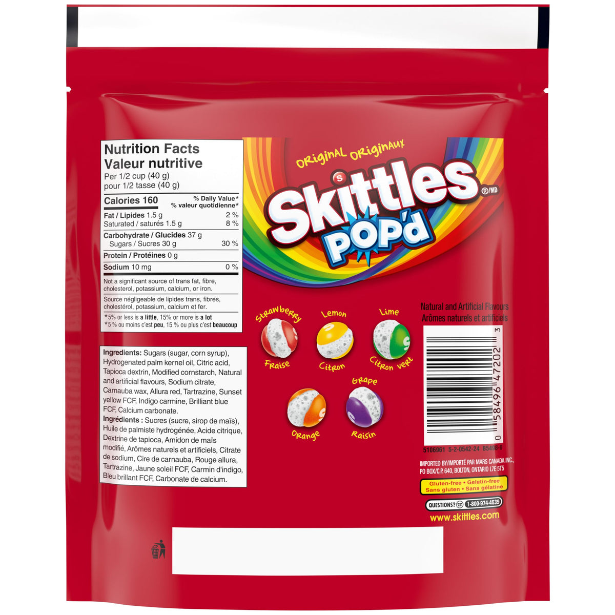 SKITTLES POP’D Original Freeze-Dried Candy, Crunchy Fruity Candy Snack for Sharing, Movie Nights & Parties, 155g