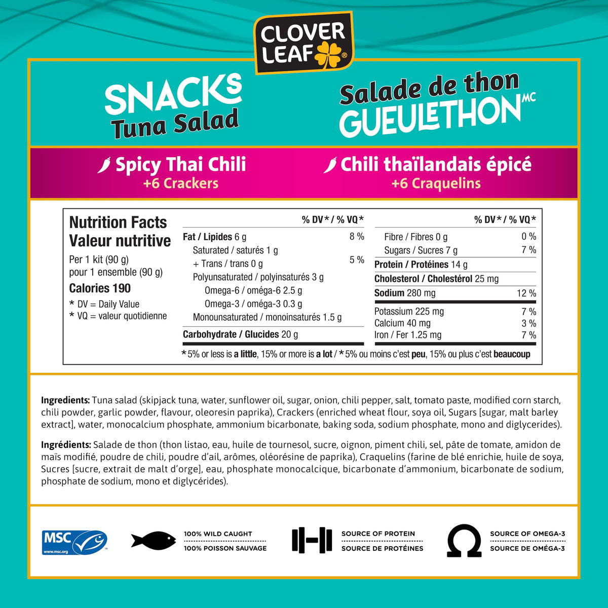 Clover Leaf Classic Tuna Salad Snack Kit, 90g, 12 Count