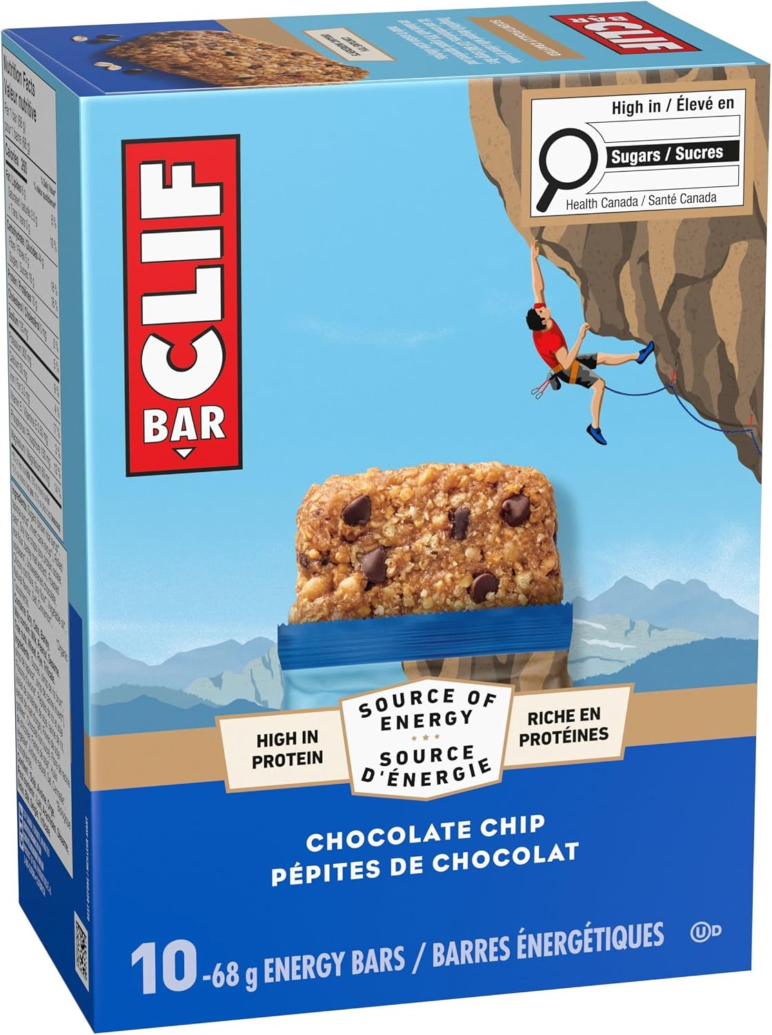 Clif Bar, Energy Bars, Chocolate Chip, High in Protein, 680 g (Pack of 10)