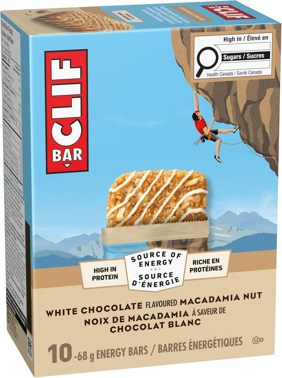 Clif Bar, Energy Bars, White Chocolate Macadamia Nut, 680 g (Pack of 10)