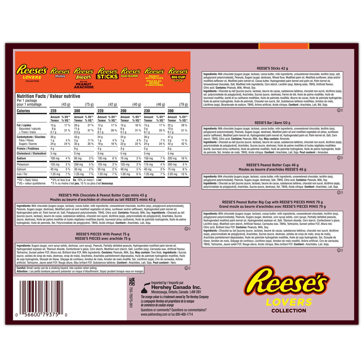 REESE'S Big Cup Assorted Variety Pack, 12 Bars, 948g