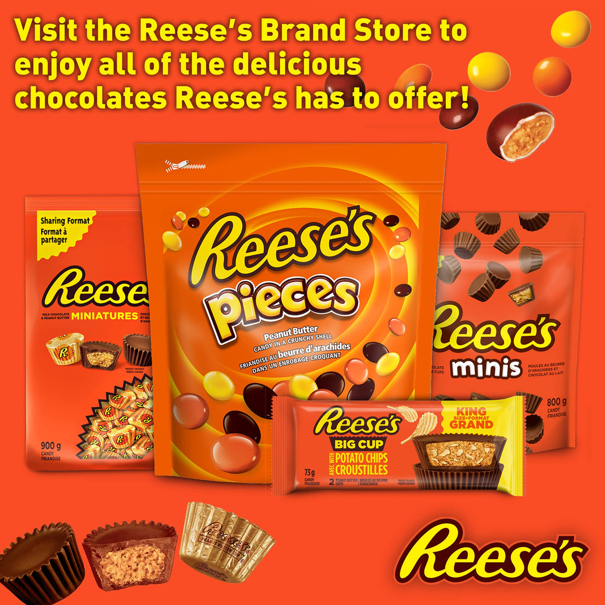 REESE'S PIECES Peanut Butter Candy, Resealable Bulk Bag, 1.36 kg