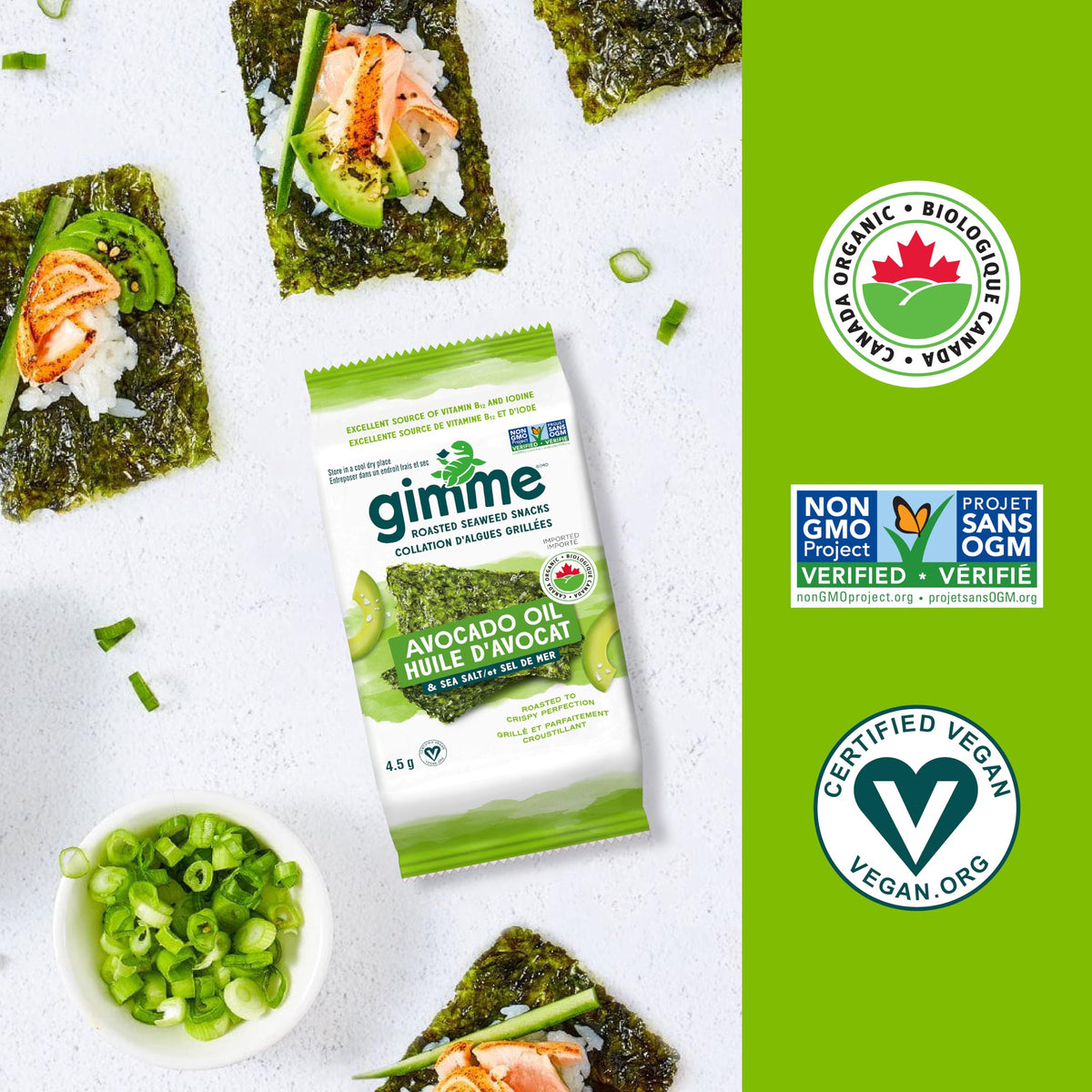 gimMe Organic Roasted Seaweed Sea Salt Favour Snacks 30g Multipack 6 x 5g